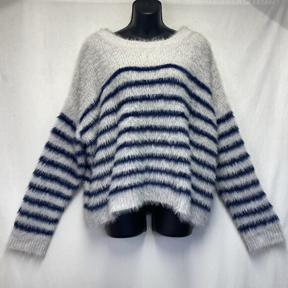 La Ligne x Target Fuzzy Yarn Striped Crewneck Sweater Women Size 1X Multicolor - Picture 1 of 11